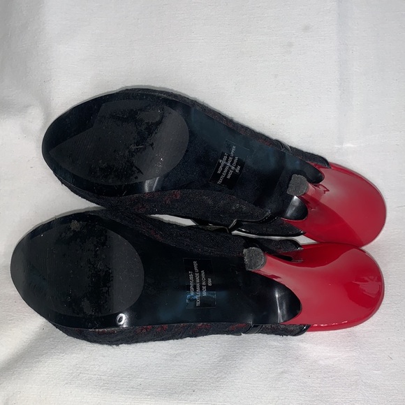 Guess Backless Stiletto Black/Red Heels W8.5 - Picture 3 of 4